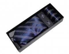                    NM nyakkendő szett - Sötétkék csíkos Nyakkendők esküvőre